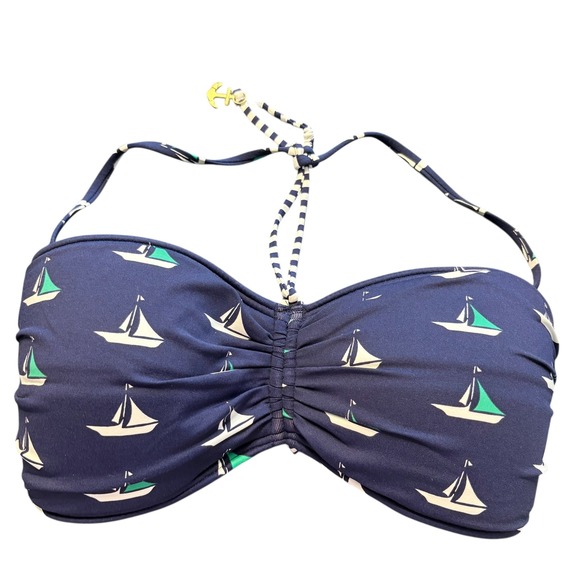 Tommy Bahama Sailboat Bandeau‎ Bikini Top Removable Strap Nautical. Size  L - Picture 1 of 5